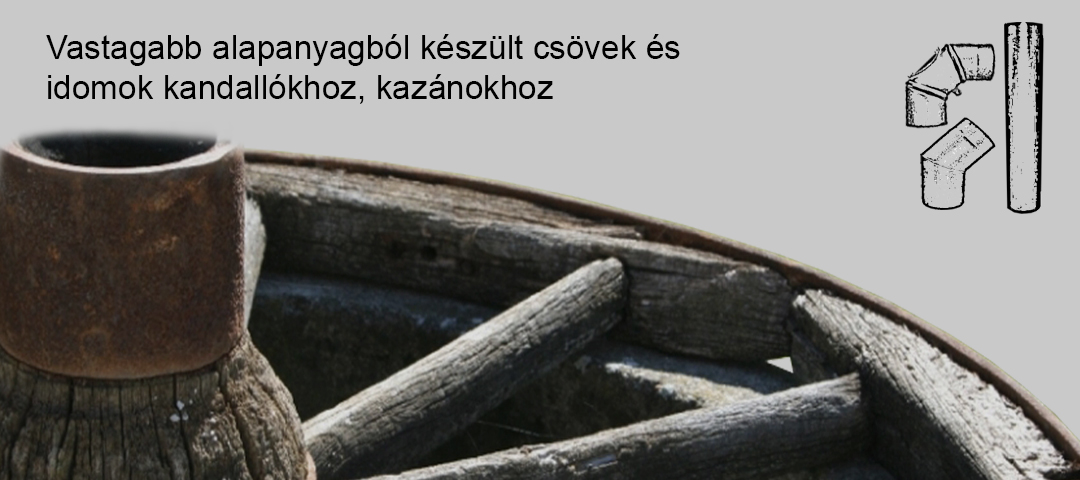 Vastagabb alapanyagból készült csövek és idomok kandallókhoz, kazánokhoz