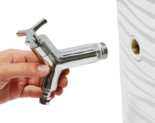Graf Design esővízgyűjtő tartály kifolyócsappal, elegáns és funkcionalitás.