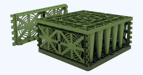 Graf esővízgyűjtő szikkasztó alaplap Ecobloc, erős alap a moduláris rendszerhez.