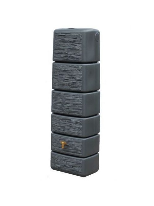 4Rain Slim Stone esővízgyűjtő tartály, 300L, kő mintázat, helytakarékos, UV-álló, gyors beszerelés.