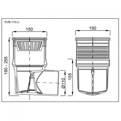 Víznyelő öntöttvas ráccsal, robusztus szerkezet.