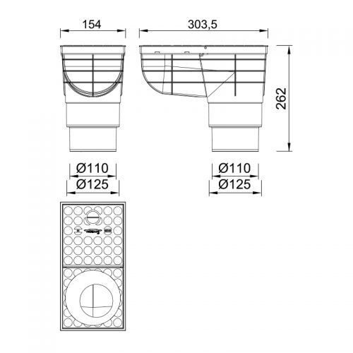 Alsó kifolyású kültéri víznyelő, hatékony és praktikus.