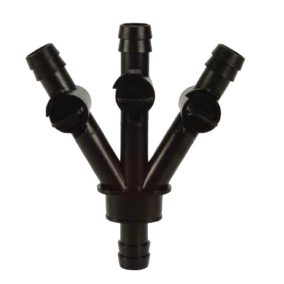 Tömlőelosztó, 3-utas, 19 mm, praktikus kerti eszköz.