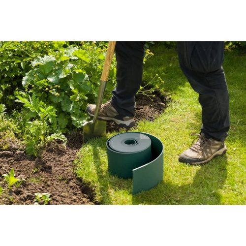 Szegély újrahasznosított zöld PE 15 cm x 10 m
