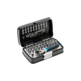 33 darabos Högert bitkészlet, 1/4" racsnis kulccsal, HT1R460, sokoldalú használat.