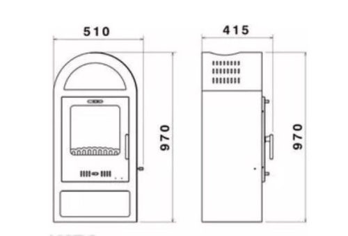 Hunor Efes Classic szürke kandalló, 6.5 kW fűtési teljesítménnyel, nagy ablakokkal és öntöttvas tűztérrel.