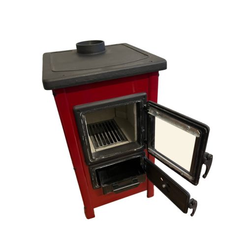 Piros színű Happy kandalló, amely modern és vidám hangulatot teremt bármely helyiségben.