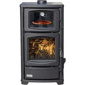 TS-16 kandalló beépített sütővel, amely lehetővé teszi különféle ételek, például kenyér vagy pizza elkészítését